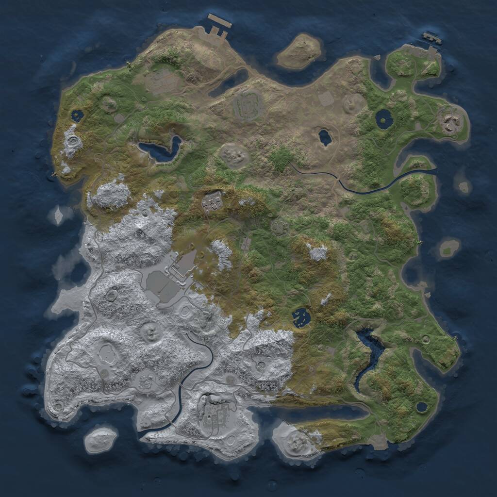 Rust Map: Procedural Map, Size: 4000, Seed: 346501, 13 Monuments