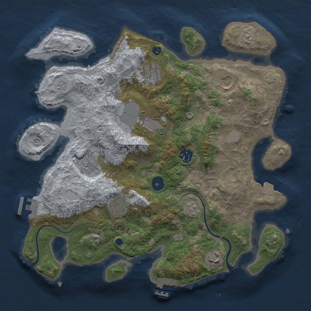 Rust Map: Procedural Map, Size: 3500, Seed: 9237, 14 Monuments