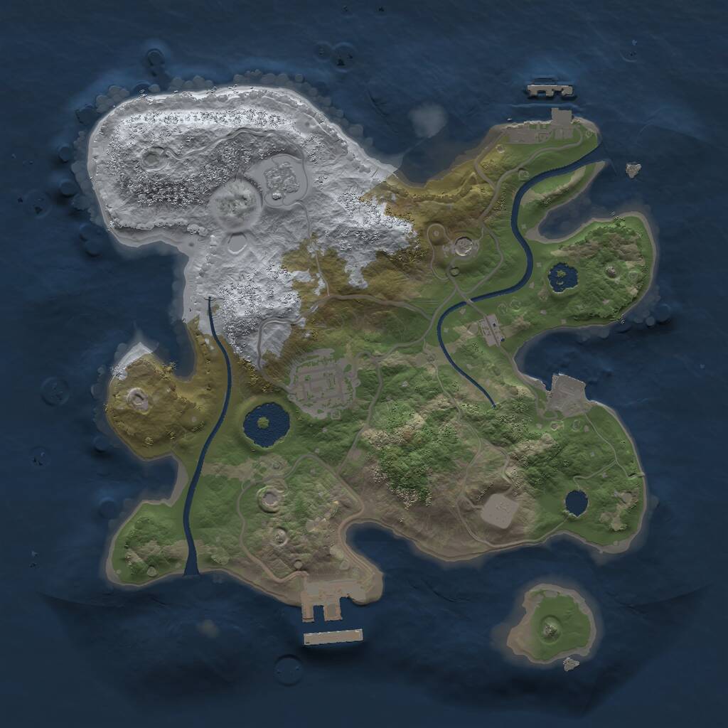 Rust Map: Procedural Map, Size: 2500, Seed: 728178141, 6 Monuments