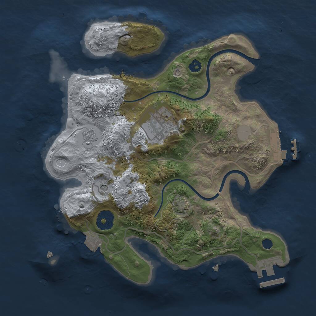 Rust Map: Procedural Map, Size: 2500, Seed: 195528274, 7 Monuments