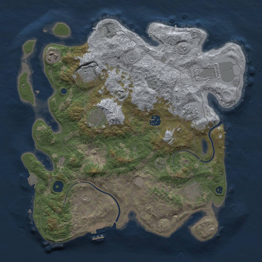 Rust Map: Procedural Map, Size: 3500, Seed: 3331072, 13 Monuments