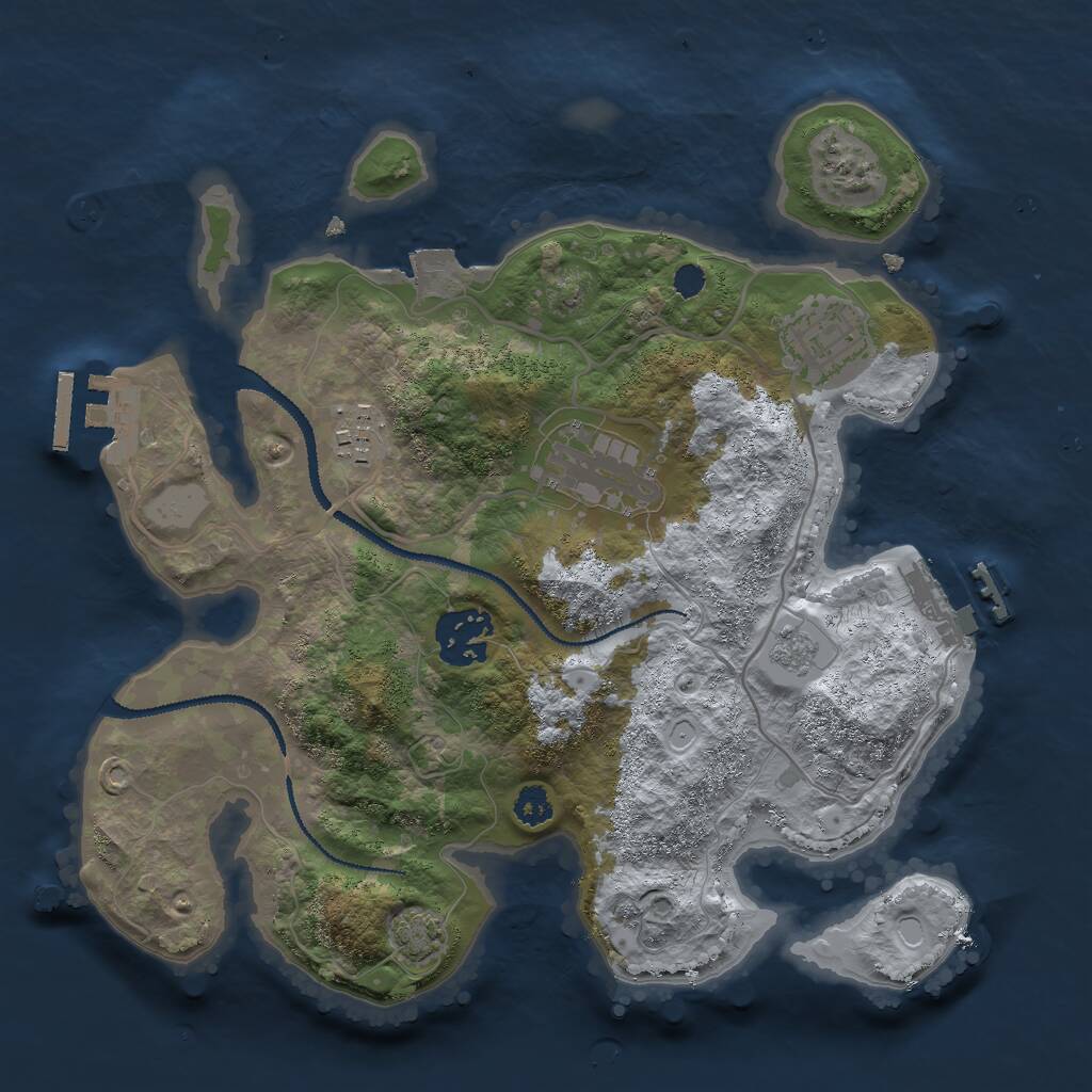 Rust Map: Procedural Map, Size: 2800, Seed: 1335007759, 9 Monuments