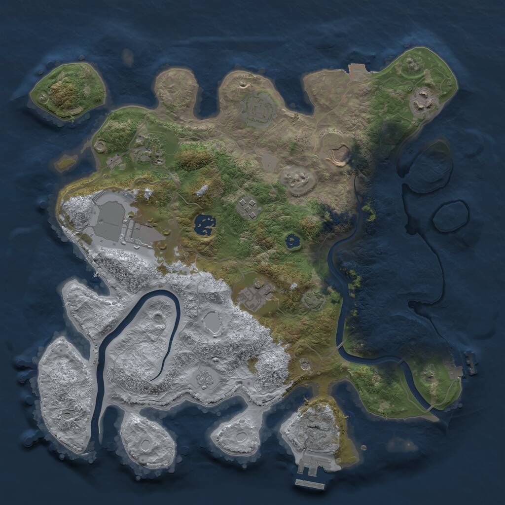 Rust Map: Procedural Map, Size: 3500, Seed: 591823, 14 Monuments