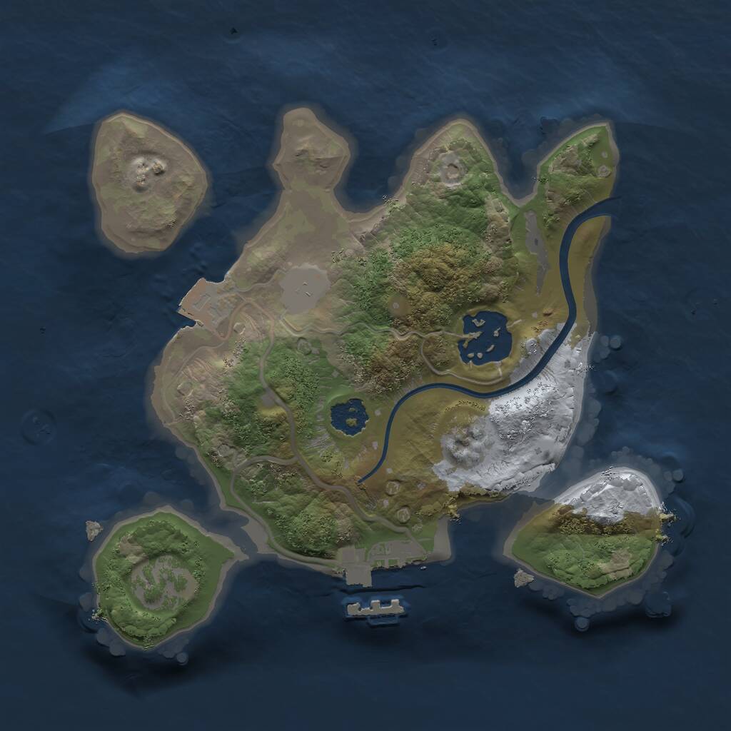 Rust Map: Procedural Map, Size: 2000, Seed: 611187, 3 Monuments