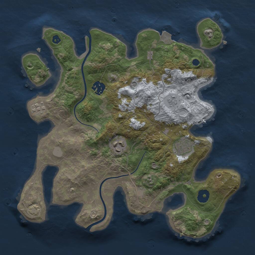 Rust Map: Procedural Map, Size: 3000, Seed: 1041138031, 8 Monuments