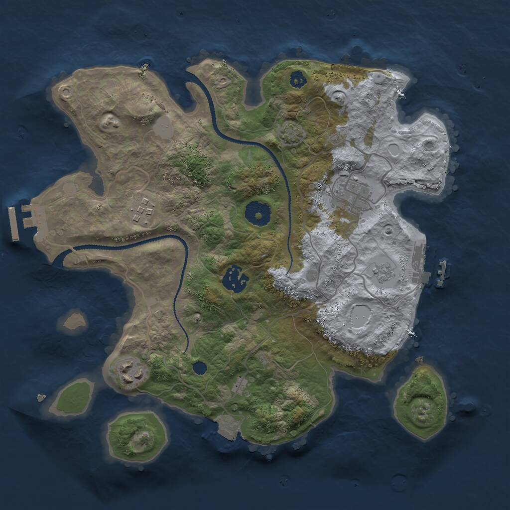 Rust Map: Procedural Map, Size: 3000, Seed: 445123, 9 Monuments