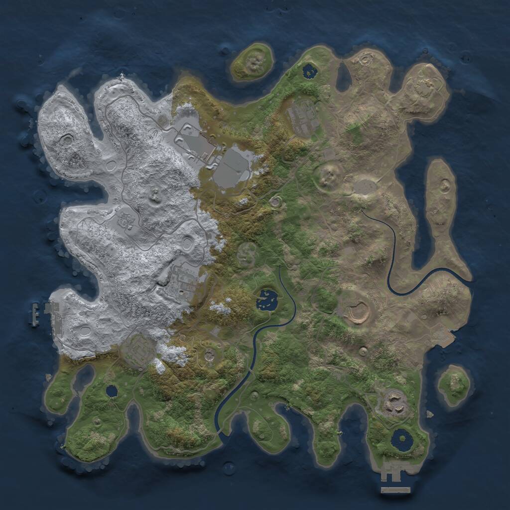 Rust Map: Procedural Map, Size: 3500, Seed: 1046997515, 13 Monuments