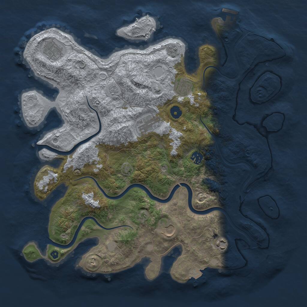 Rust Map: Procedural Map, Size: 3850, Seed: 2037408120, 12 Monuments