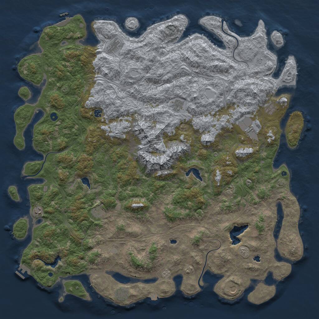 Rust Map: Procedural Map, Size: 6000, Seed: 1954580489, 17 Monuments