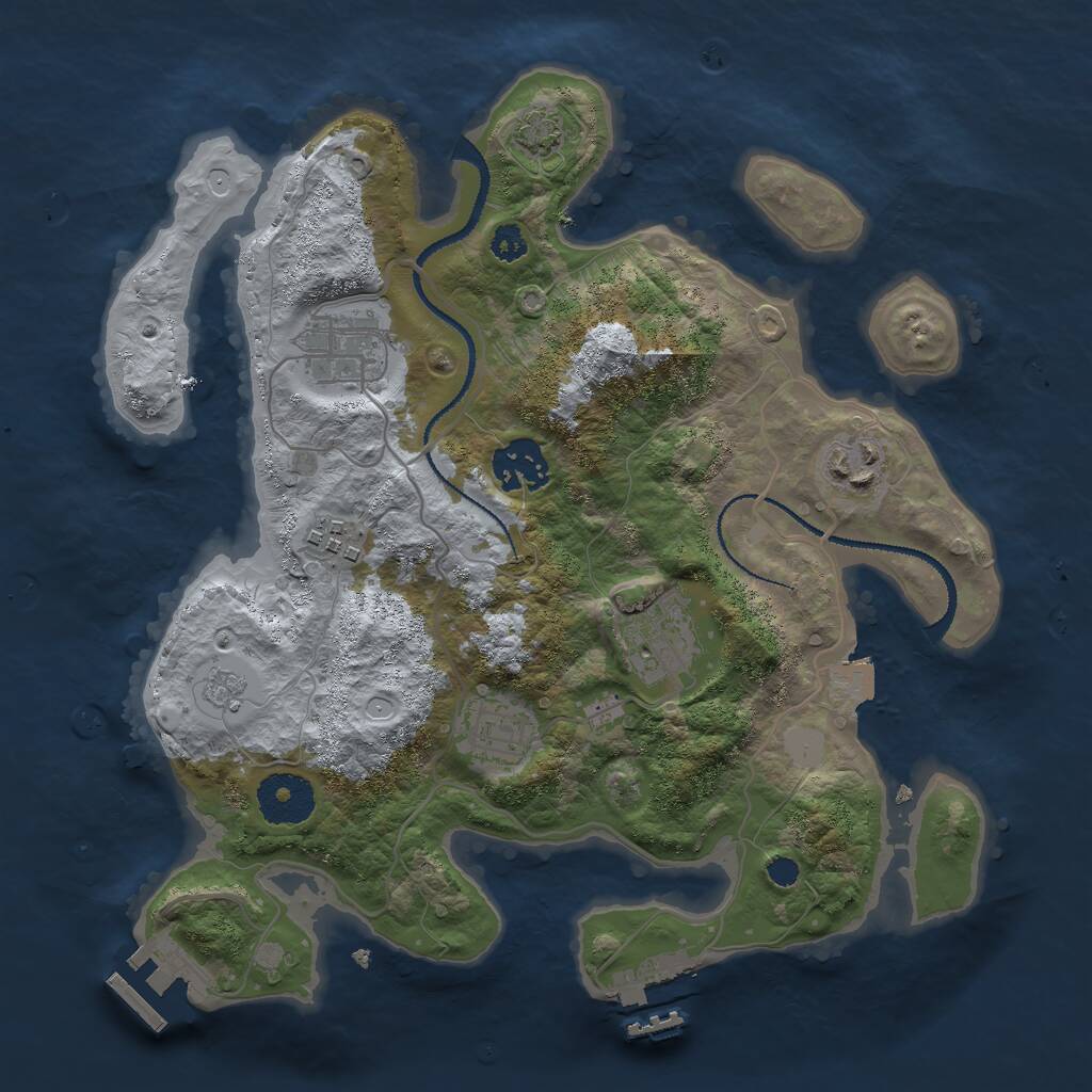 Rust Map: Procedural Map, Size: 3000, Seed: 2888, 11 Monuments