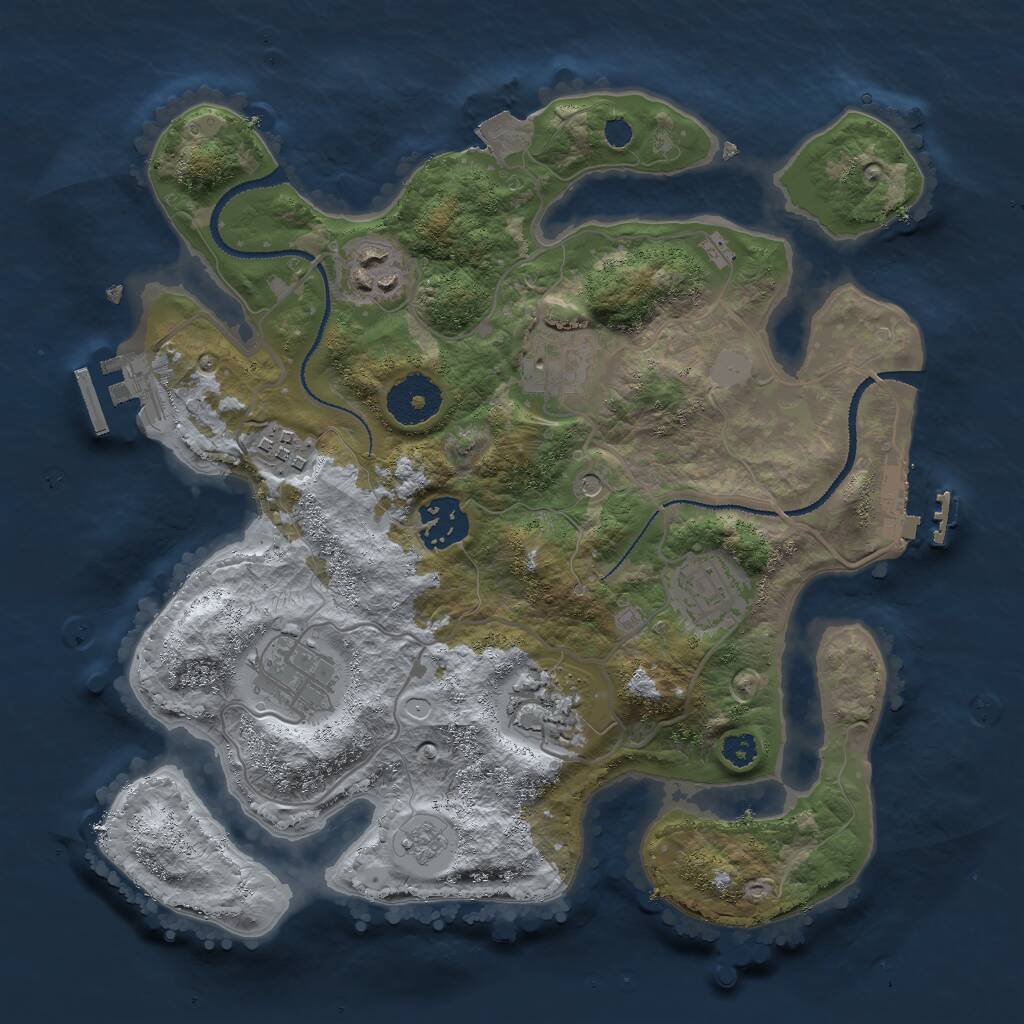 Rust Map: Procedural Map, Size: 3000, Seed: 1249634733, 12 Monuments