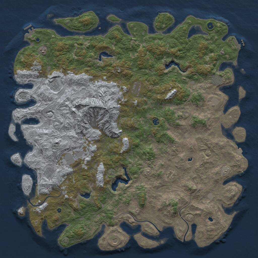Rust Map: Procedural Map, Size: 6000, Seed: 42161, 17 Monuments