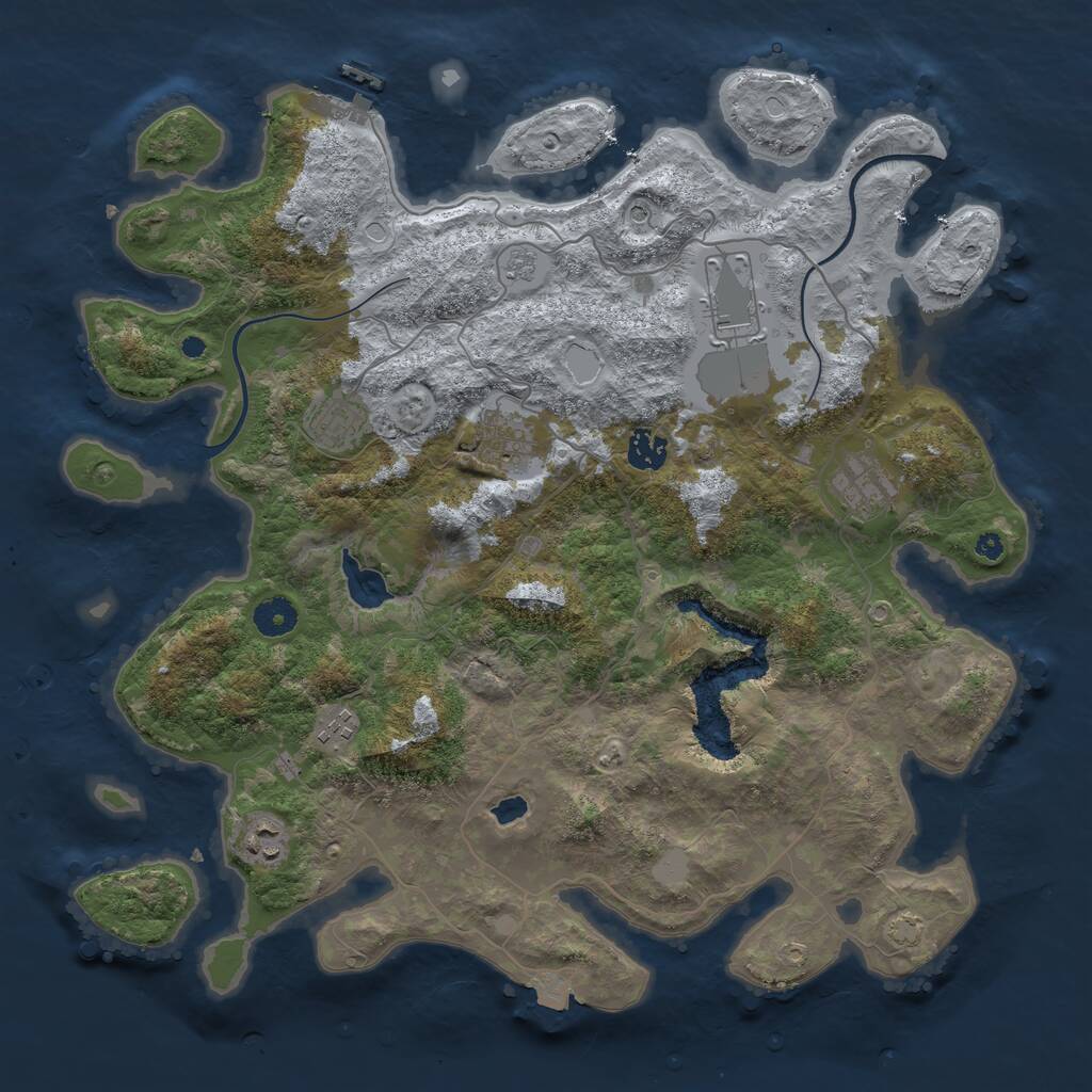 Rust Map: Procedural Map, Size: 4000, Seed: 525351, 12 Monuments