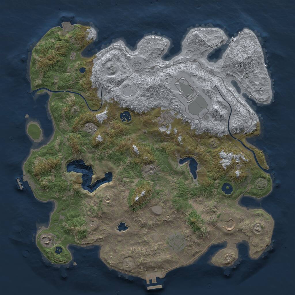 Rust Map: Procedural Map, Size: 4000, Seed: 1104867840, 13 Monuments