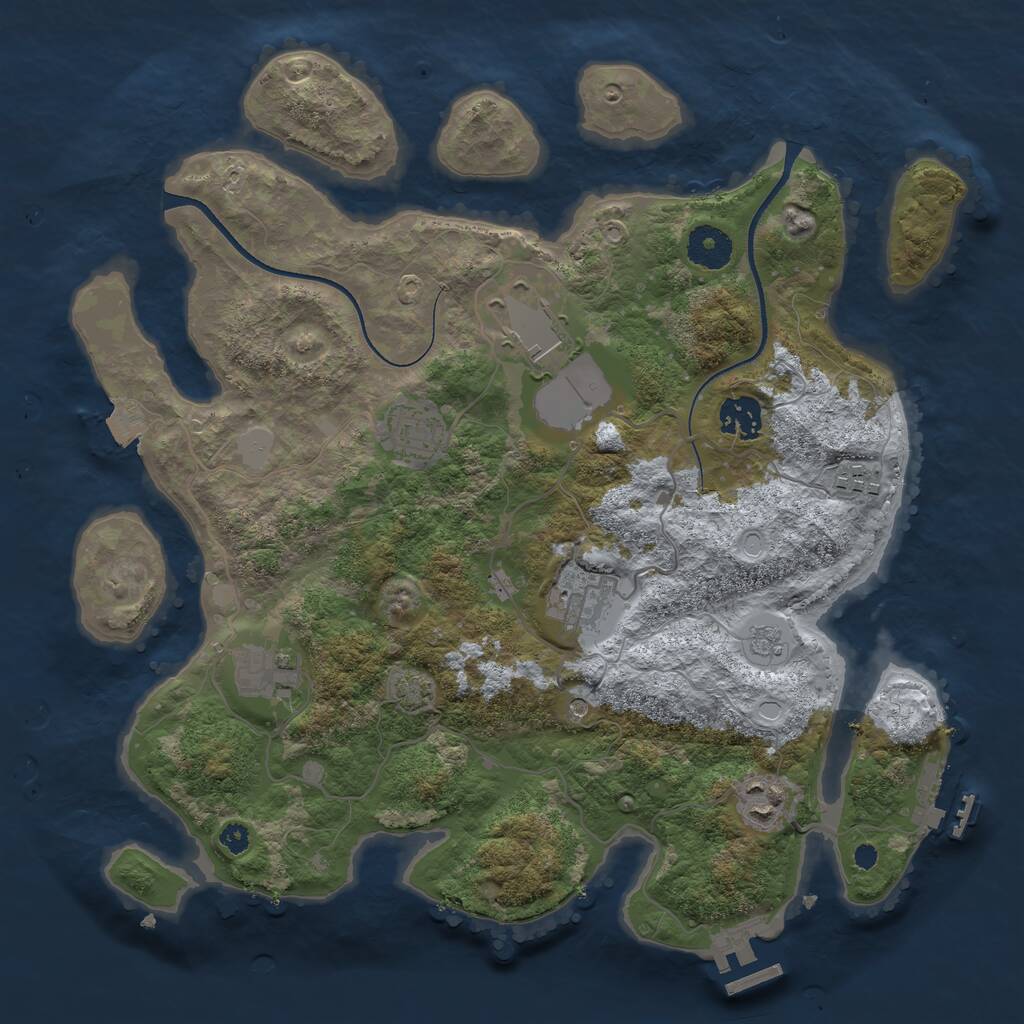 Rust Map: Procedural Map, Size: 3500, Seed: 611187, 13 Monuments