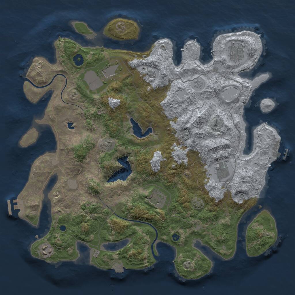 Rust Map: Procedural Map, Size: 4000, Seed: 1823010534, 13 Monuments