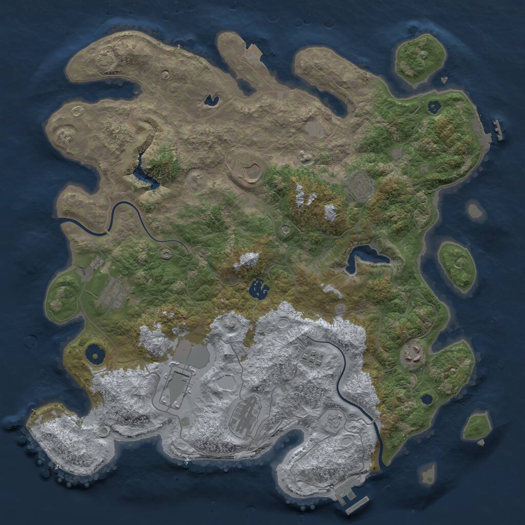 Rust Map: Procedural Map, Size: 4000, Seed: 990140003, 14 Monuments