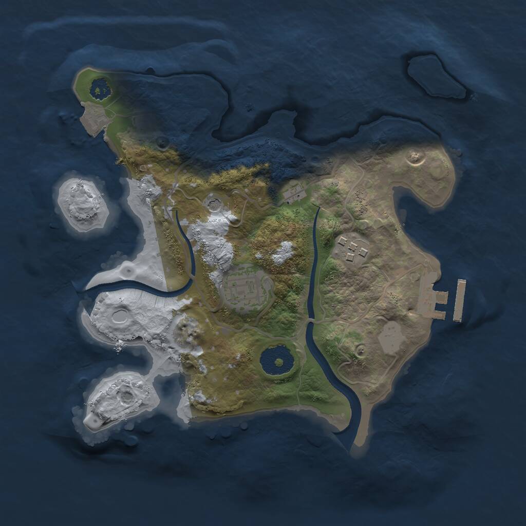 Rust Map: Procedural Map, Size: 2500, Seed: 5610914, 5 Monuments