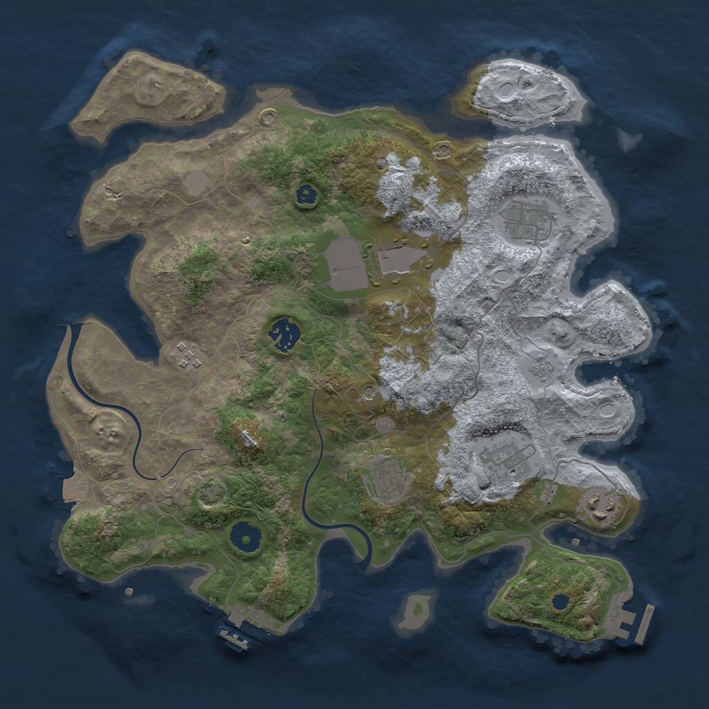 Rust Map: Procedural Map, Size: 3500, Seed: 2060385679, 13 Monuments