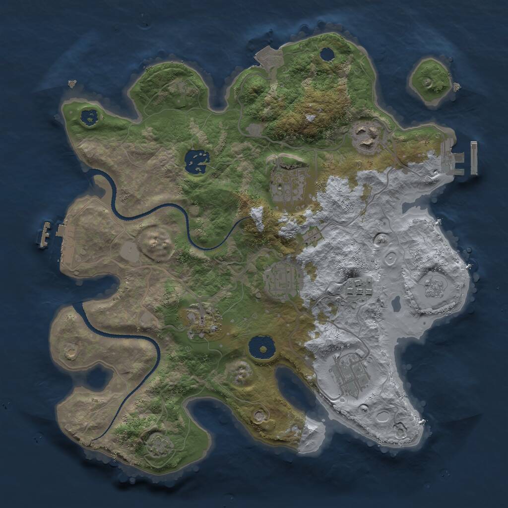 Rust Map: Procedural Map, Size: 3000, Seed: 792402221, 12 Monuments
