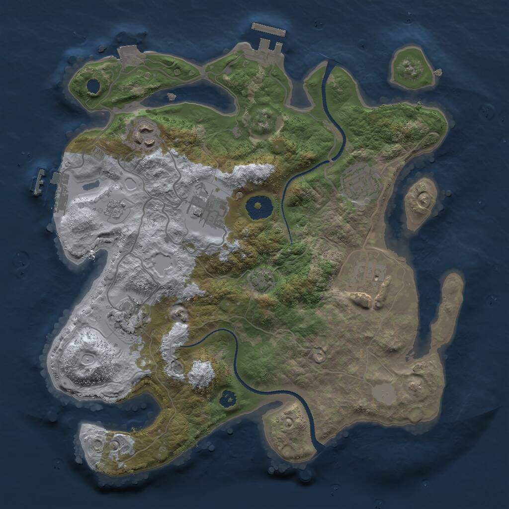 Rust Map: Procedural Map, Size: 3000, Seed: 542390498, 10 Monuments