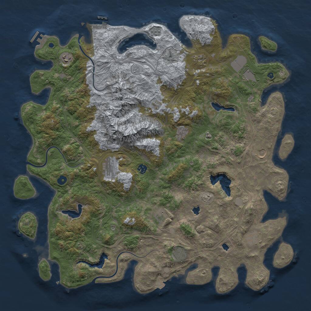 Rust Map: Procedural Map, Size: 5000, Seed: 6540654, 17 Monuments
