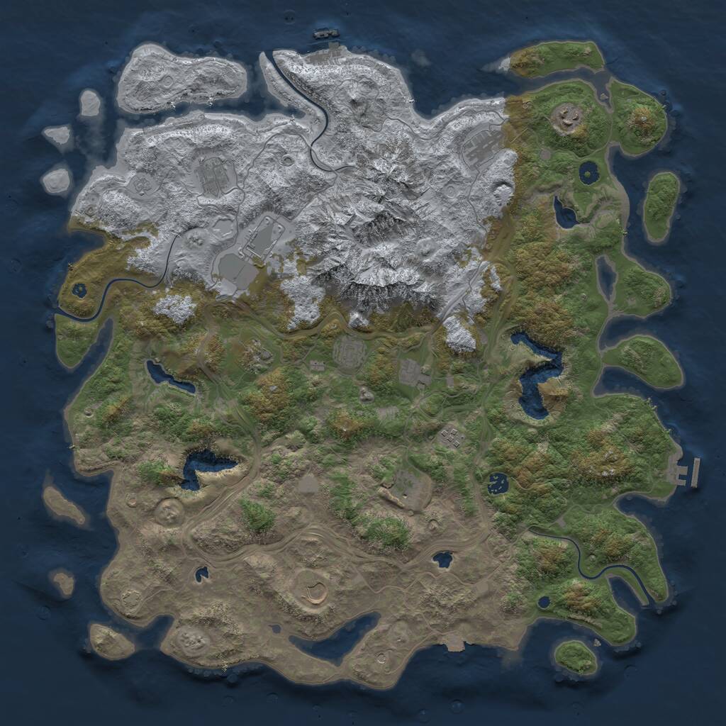 Rust Map: Procedural Map, Size: 5000, Seed: 197562197, 17 Monuments
