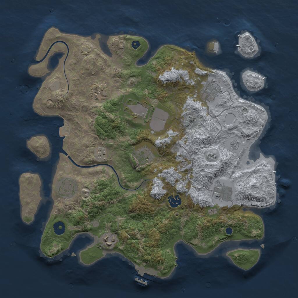 Rust Map: Procedural Map, Size: 3500, Seed: 2010019482, 14 Monuments