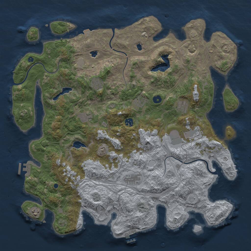 Rust Map: Procedural Map, Size: 4500, Seed: 1255101937, 15 Monuments