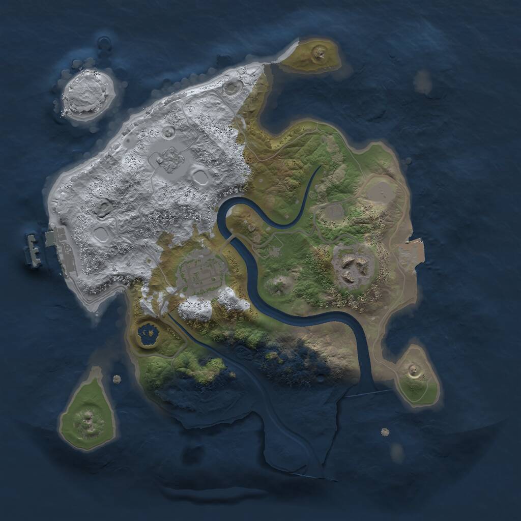 Rust Map: Procedural Map, Size: 2500, Seed: 49668, 5 Monuments