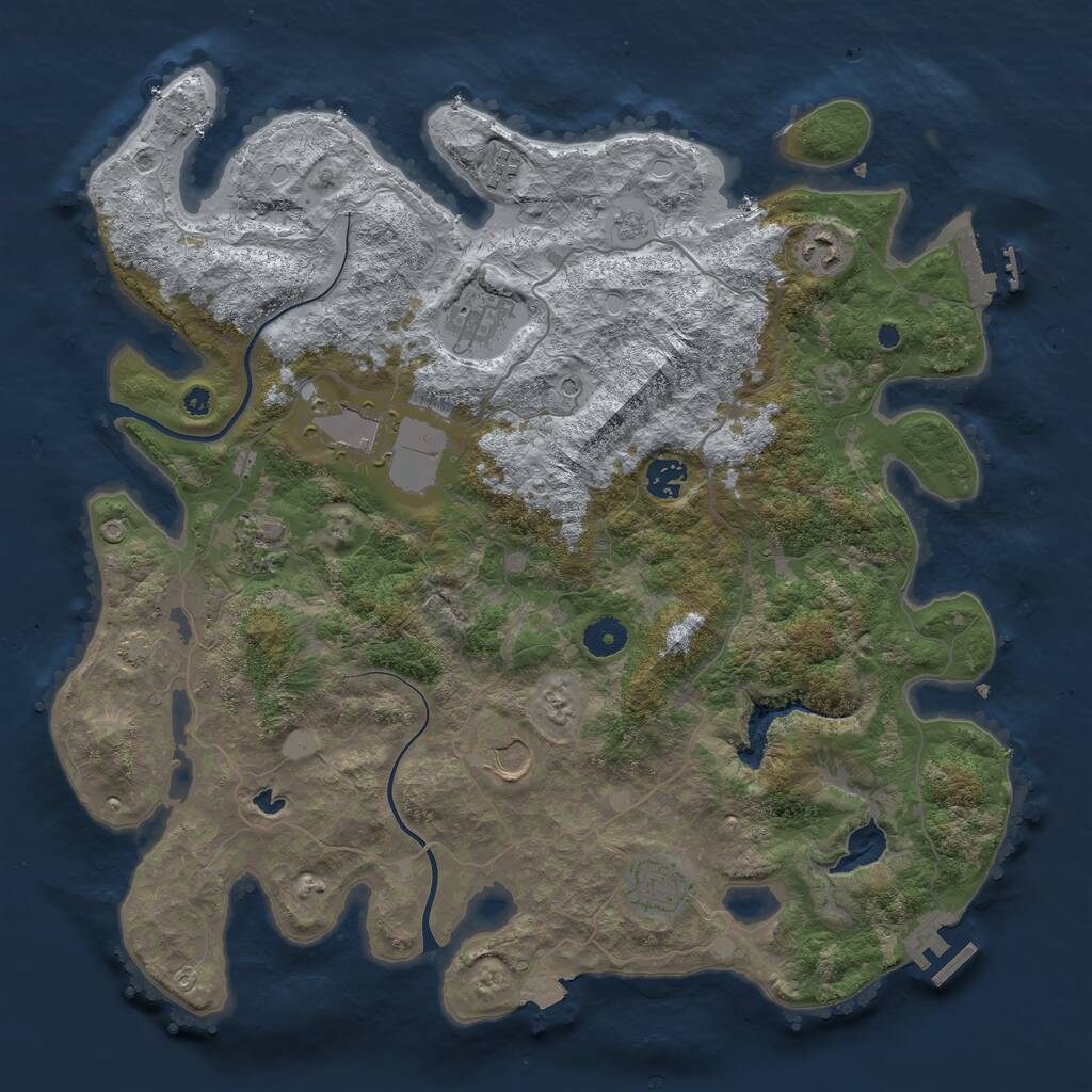 Rust Map: Procedural Map, Size: 4000, Seed: 474475136, 14 Monuments