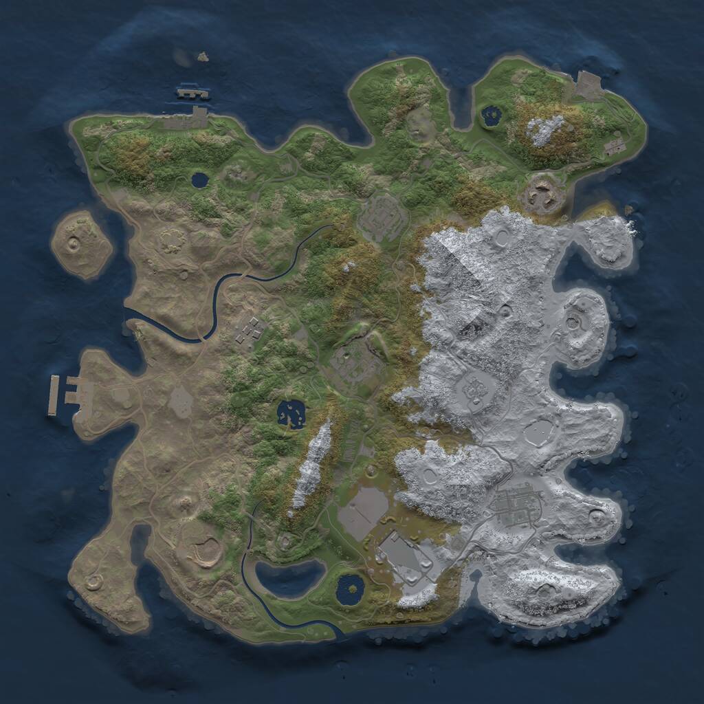 Rust Map: Procedural Map, Size: 3500, Seed: 332631141, 14 Monuments