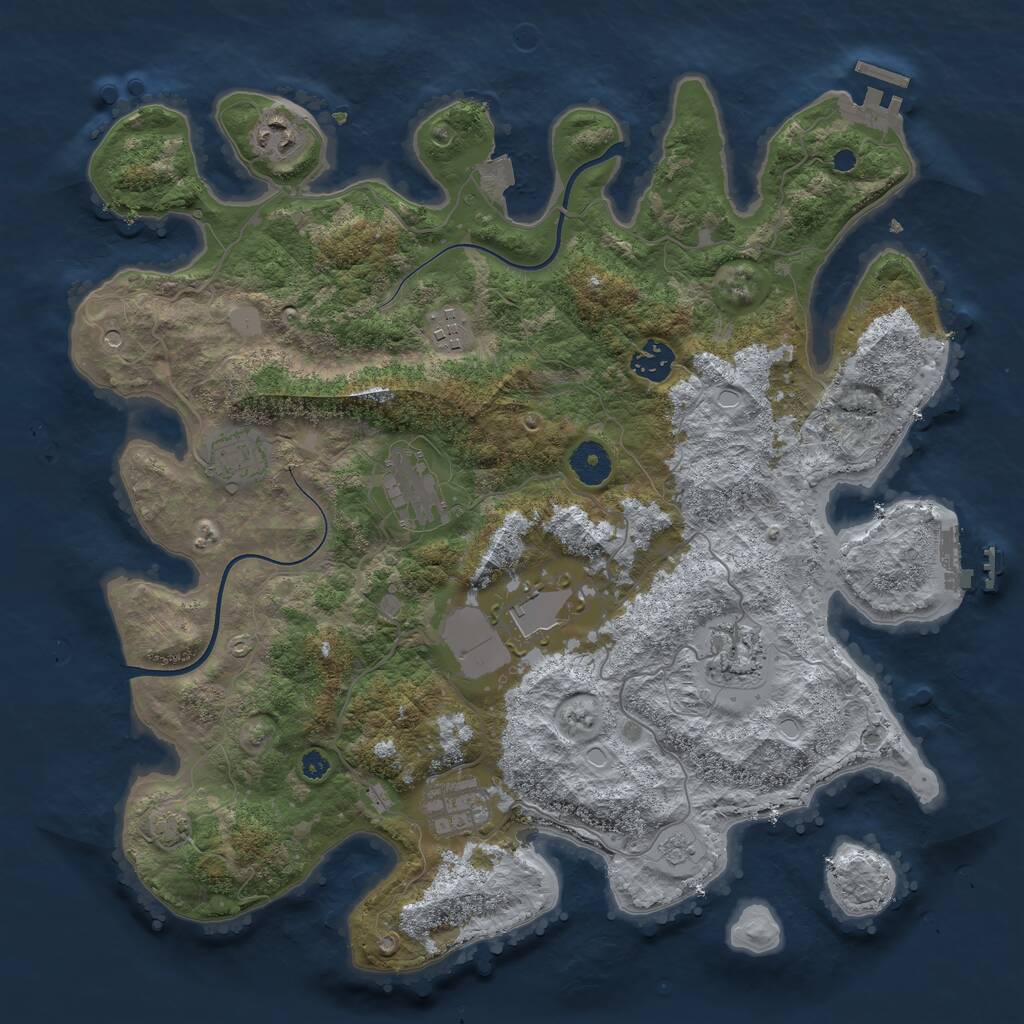 Rust Map: Procedural Map, Size: 3750, Seed: 1435088586, 14 Monuments