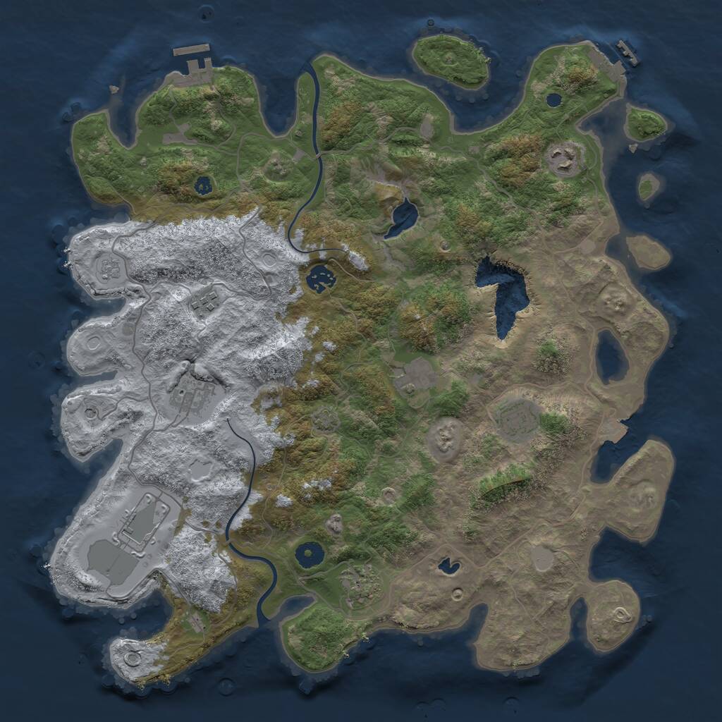 Rust Map: Procedural Map, Size: 4000, Seed: 542390498, 14 Monuments