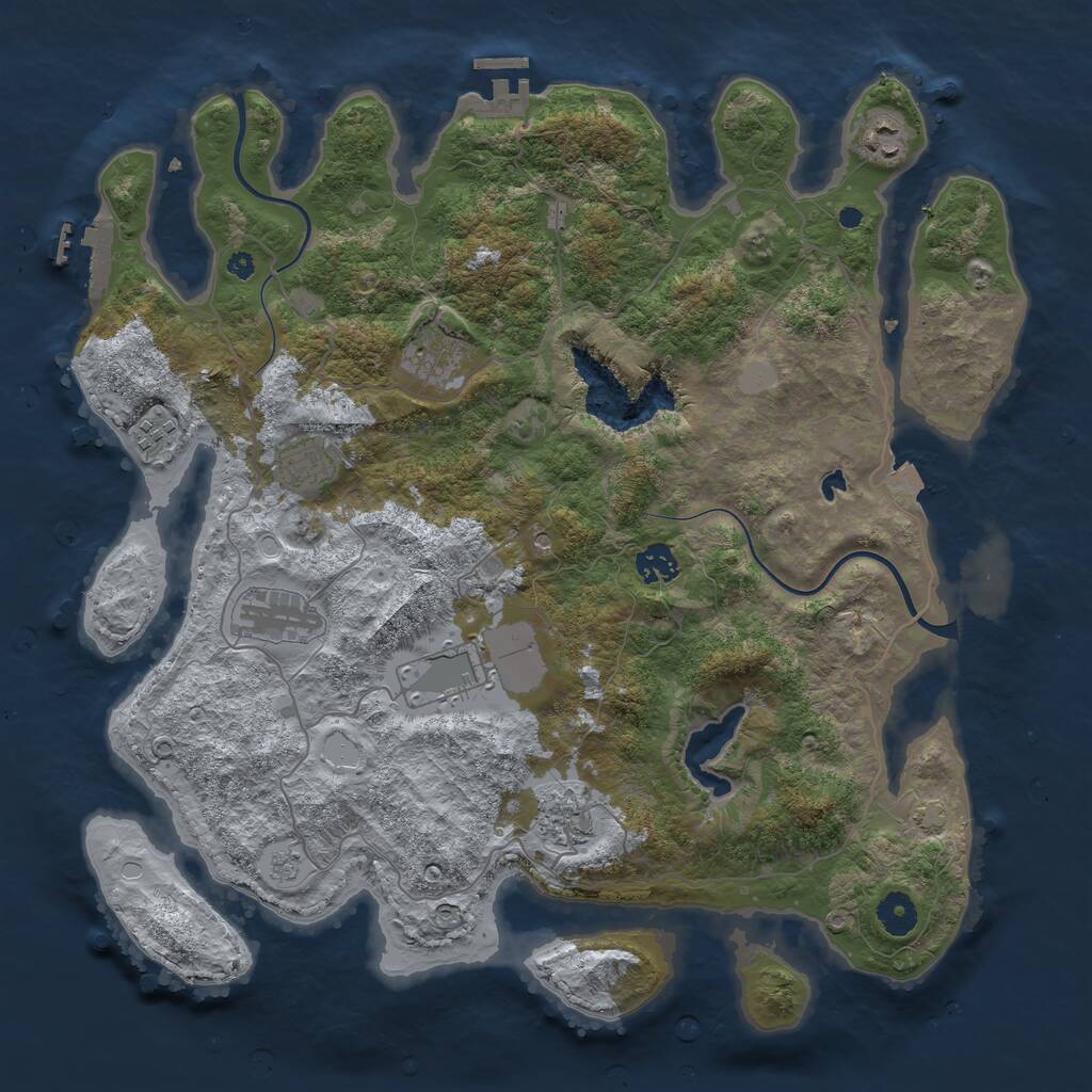 Rust Map: Procedural Map, Size: 4000, Seed: 544363463, 14 Monuments