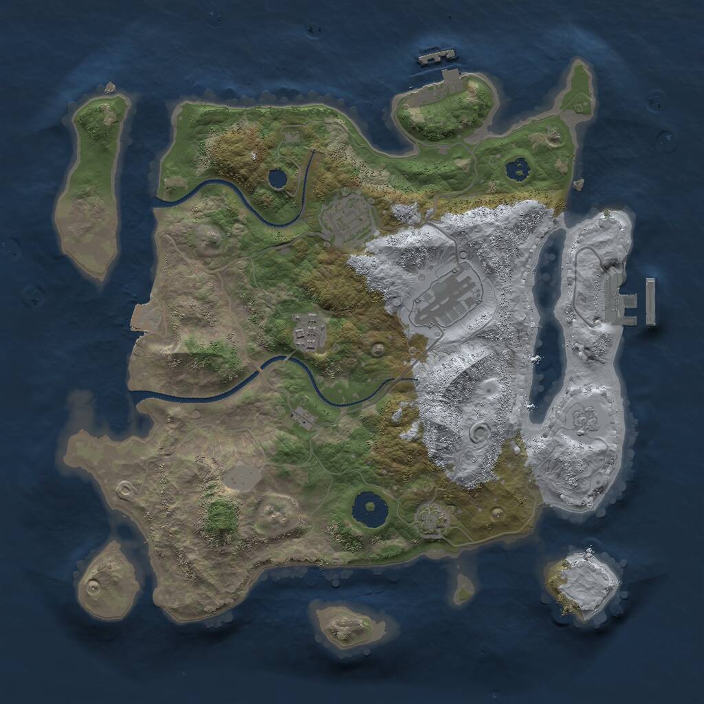 Rust Map: Procedural Map, Size: 3000, Seed: 498848508, 8 Monuments