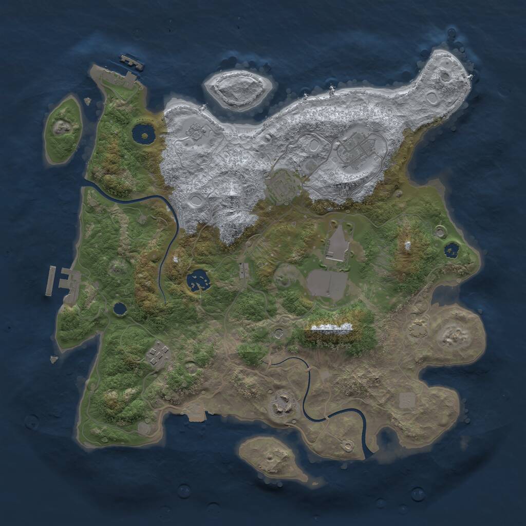 Rust Map: Procedural Map, Size: 3500, Seed: 623556202, 12 Monuments