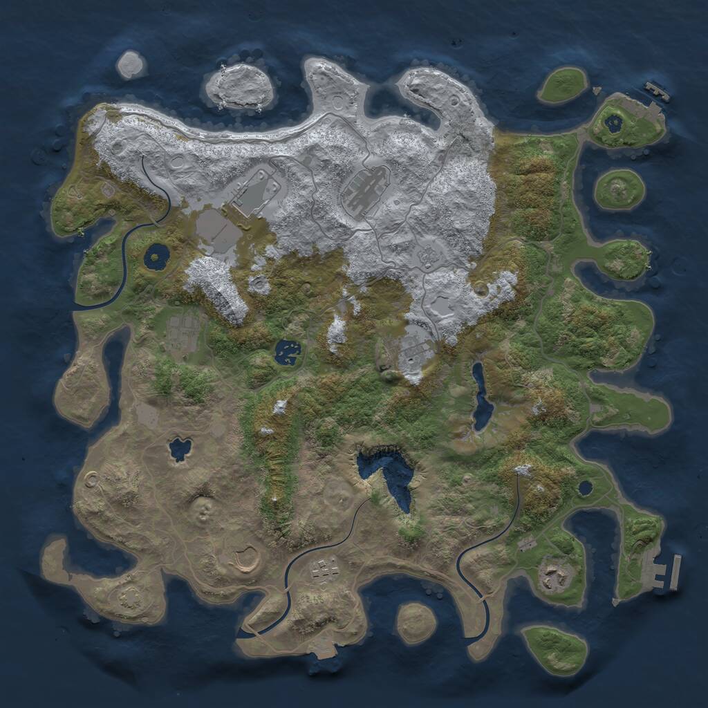 Rust Map: Procedural Map, Size: 4050, Seed: 1144541827, 13 Monuments