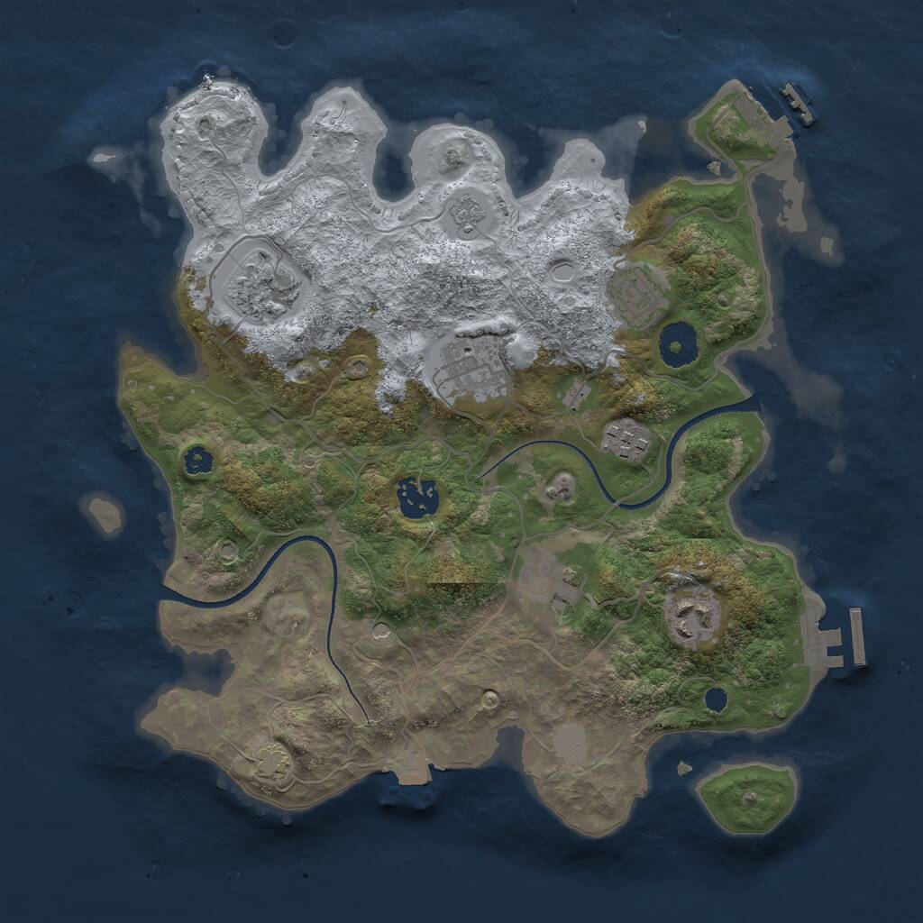 Rust Map: Procedural Map, Size: 3250, Seed: 155077119, 13 Monuments