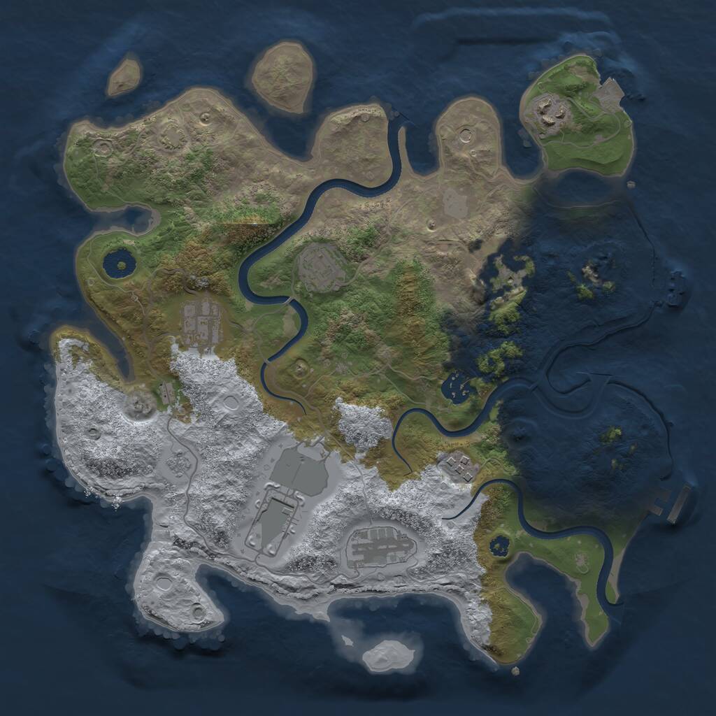 Rust Map: Procedural Map, Size: 3500, Seed: 410594563, 14 Monuments