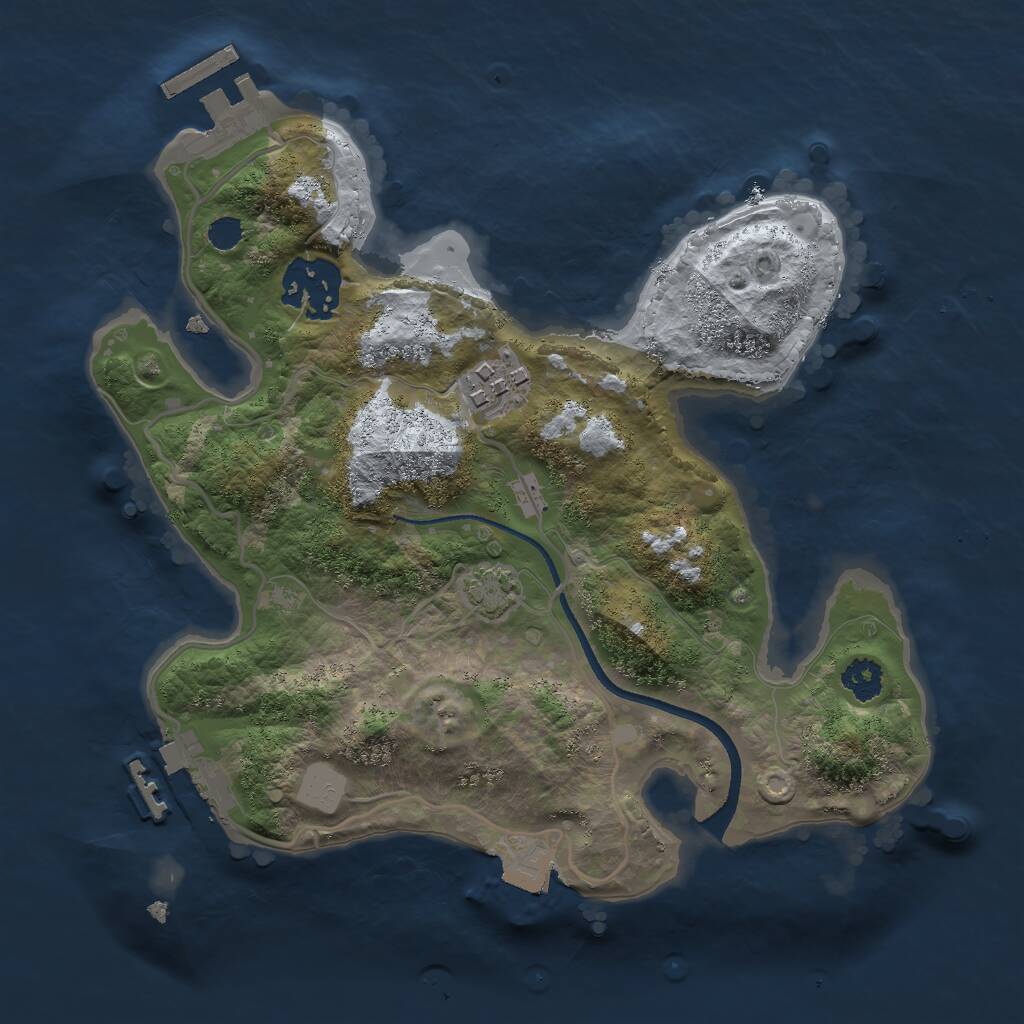 Rust Map: Procedural Map, Size: 2500, Seed: 12387, 6 Monuments