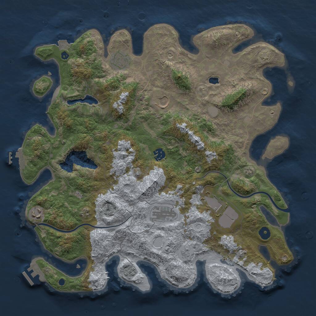 Rust Map: Procedural Map, Size: 4000, Seed: 1992375184, 13 Monuments