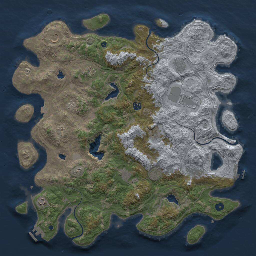 Rust Map: Procedural Map, Size: 4500, Seed: 1062092728, 17 Monuments