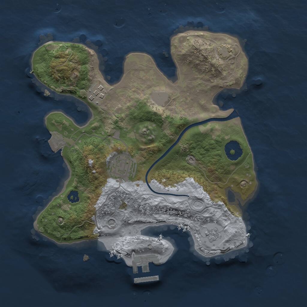 Rust Map: Procedural Map, Size: 2500, Seed: 47960, 7 Monuments