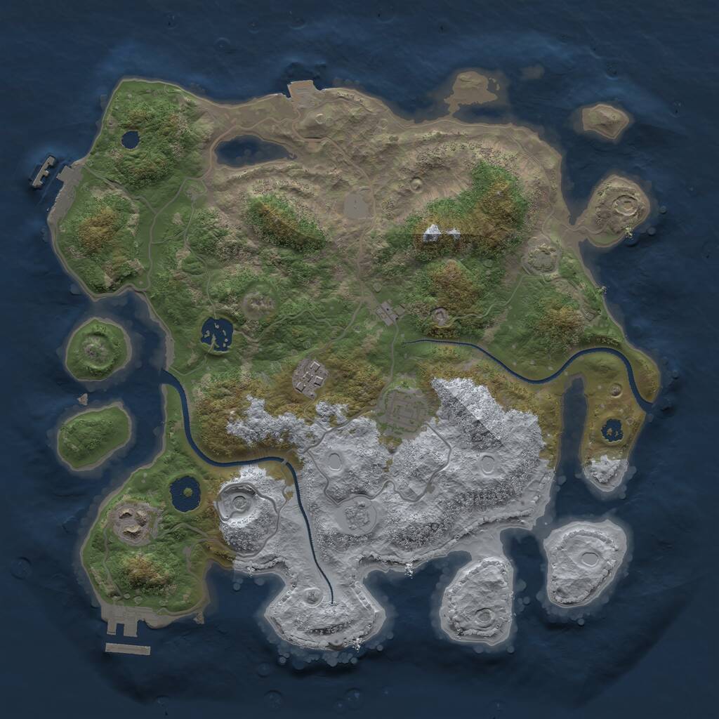 Rust Map: Procedural Map, Size: 3250, Seed: 18719856, 10 Monuments