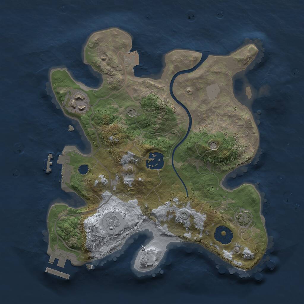 Rust Map: Procedural Map, Size: 2500, Seed: 1064949596, 8 Monuments