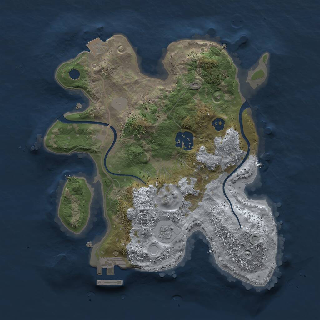 Rust Map: Procedural Map, Size: 2500, Seed: 20252137, 4 Monuments
