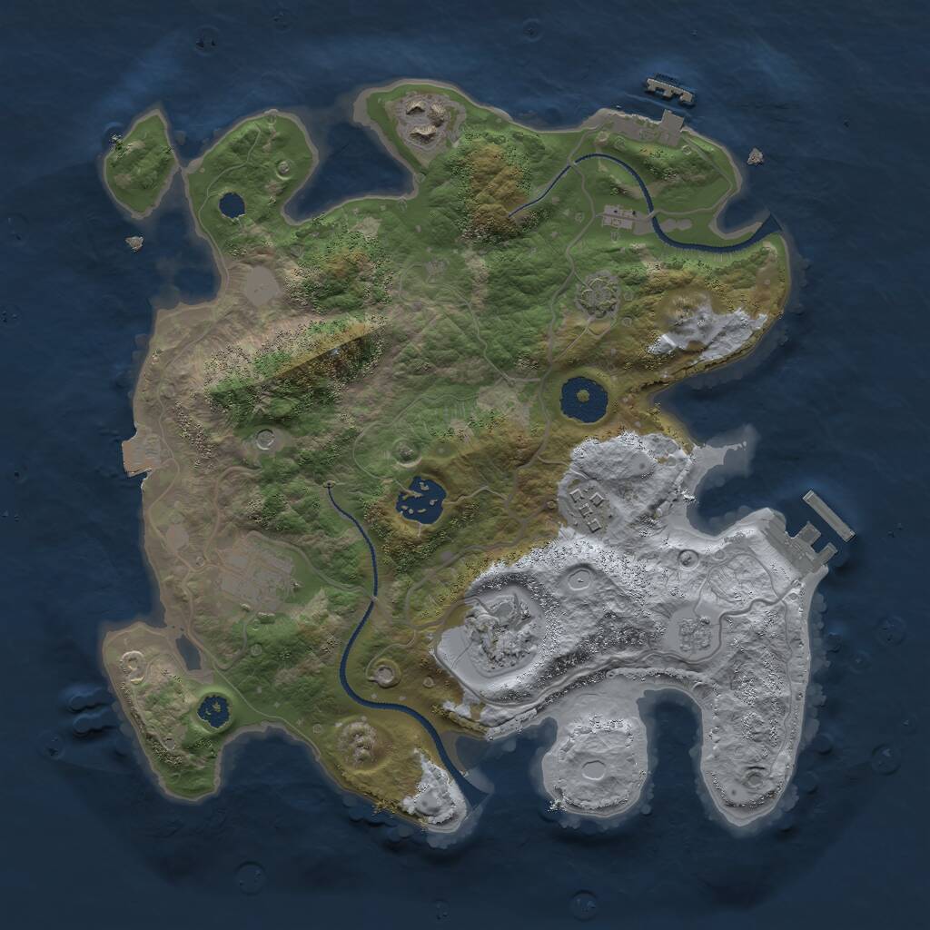 Rust Map: Procedural Map, Size: 3000, Seed: 11624, 11 Monuments