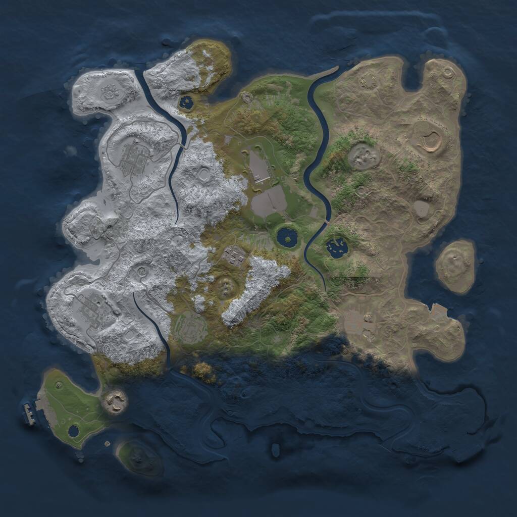 Rust Map: Procedural Map, Size: 3800, Seed: 1851400009, 15 Monuments