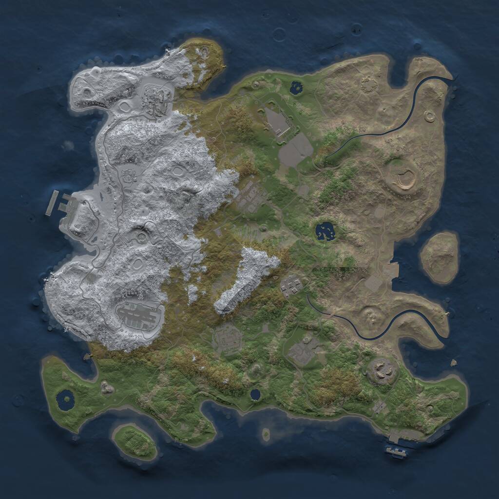 Rust Map: Procedural Map, Size: 3800, Seed: 1851400009, 16 Monuments